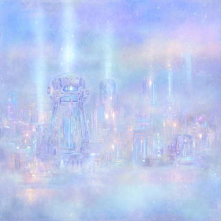 Opaline Fen Glasswork style, Midjourney V7: megacity with futuristic bioarchitecture