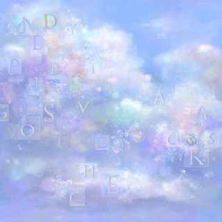 Opaline Fen Glasswork style, Midjourney V7: typographic composition with large letters
