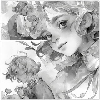 Clockwork Mycelium style, Midjourney V7: black-and-white manga comic strip