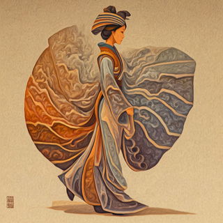 Harvest Bend style, Midjourney V7: haute-couture fashion outfit