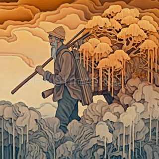 Harvest Bend style, Midjourney V7: traditional folk art