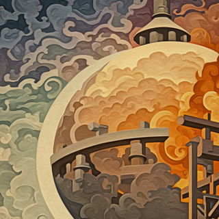 Harvest Bend style, Midjourney V7: editorial illustration for popular scientific magazine cover