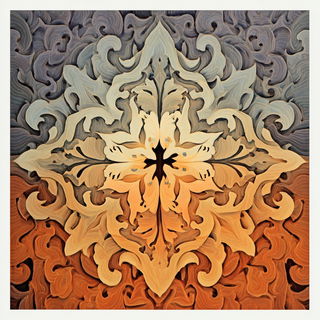 Harvest Bend style, Midjourney V7: creative pattern composition