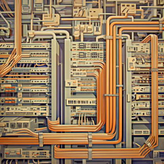 Harvest Bend style, Midjourney V7: technical infrastructure blueprint schematics