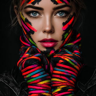Hotpink Moldcraft style, Midjourney V7: photographic portrait of female protagonist