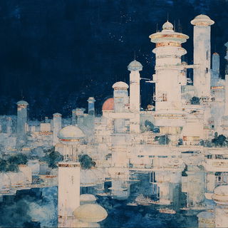 Floracontour style, Midjourney V7: megacity with futuristic bioarchitecture
