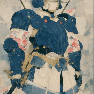 Floracontour style, Midjourney V7: concept art character design of retropunk steam knight