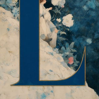 Floracontour style, Midjourney V7: typographic composition with large letters