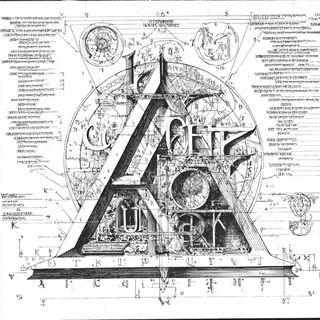 Schematic Theatricalism style, Midjourney V7: typographic composition with large letters