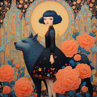 Ornamentigrade style, Midjourney V7: retro fairy-tale illustration