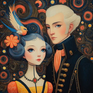 Ornamentigrade style, Midjourney V7: classical 18th-century oil painting