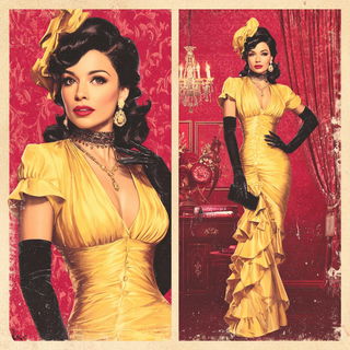 Sunspot Boulevardism style, Midjourney V7: haute-couture fashion outfit