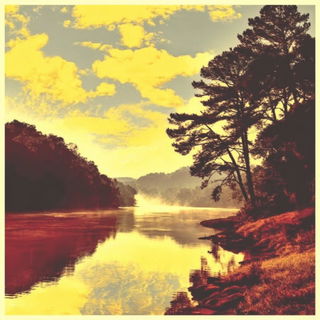Sunspot Boulevardism style, Midjourney V7: realistic landscape photograph of quiet dawn