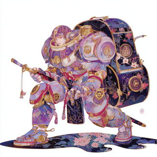 Curlwork Surrealism style, Midjourney V7: concept art character design of retropunk steam knight