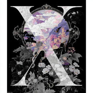 Curlwork Surrealism style, Midjourney V7: typographic composition with large letters