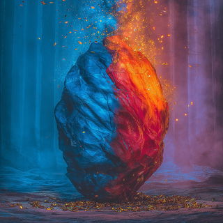 Mortarfall style, Midjourney V7: abstract 3D render
