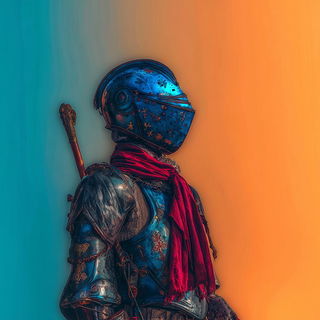Mortarfall style, Midjourney V7: concept art character design of retropunk steam knight