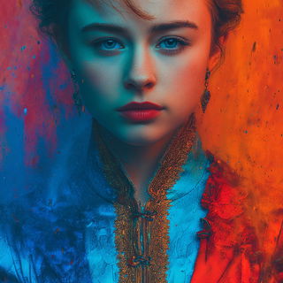 Mortarfall style, Midjourney V7: photographic portrait of female protagonist