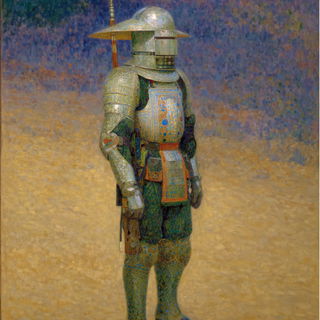 Meadowmont style, Midjourney V7: concept art character design of retropunk steam knight