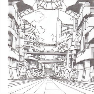 Portalflora style, Midjourney V7: megacity with futuristic bioarchitecture