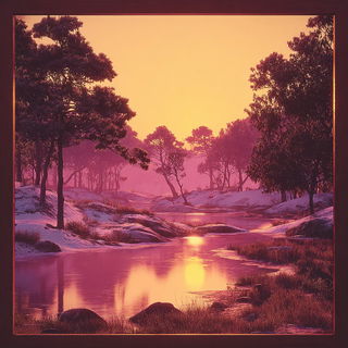 Backlightroom style, Midjourney V7: realistic landscape photograph of quiet dawn