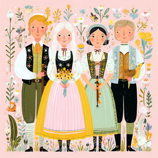Tropiglyphics style, Midjourney V7: traditional folk art