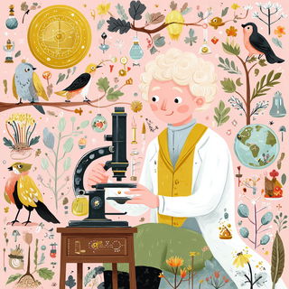 Tropiglyphics style, Midjourney V7: editorial illustration for popular scientific magazine cover