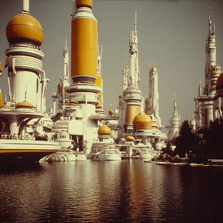 Siderocine style, Midjourney V7: megacity with futuristic bioarchitecture