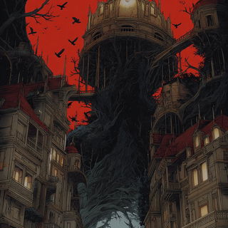 Bloodrose Fairground style, Midjourney V7: megacity with futuristic bioarchitecture