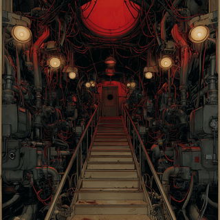 Bloodrose Fairground style, Midjourney V7: technical infrastructure blueprint schematics