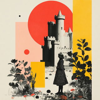 Kermes Cutfield style, Midjourney V7: retro fairy-tale illustration