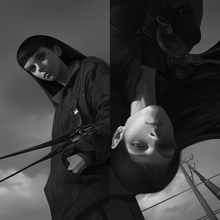 Vatfog style, Midjourney V7: black-and-white manga comic strip