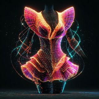 Photocascade style, Midjourney V7: haute-couture fashion outfit