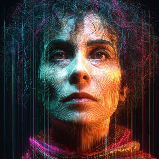 Photocascade style, Midjourney V7: photographic portrait of female protagonist