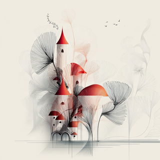 Contourisograph style, Midjourney V7: retro fairy-tale illustration