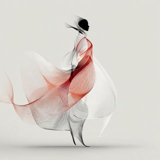 Contourisograph style, Midjourney V7: haute-couture fashion outfit