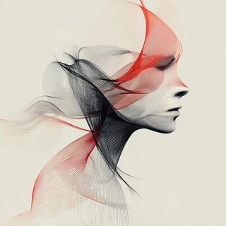 Contourisograph style, Midjourney V7: photographic portrait of female protagonist