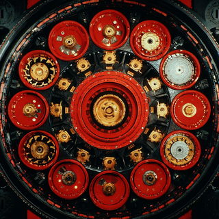 Mechanopeia style, Midjourney V7: creative pattern composition
