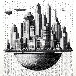 Blackwater Caravanserai style, Midjourney V7: megacity with futuristic bioarchitecture