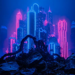 Baba Yaga Wetland style, Midjourney V7: megacity with futuristic bioarchitecture