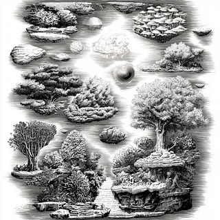 Orbsunder style, Midjourney V7: creative pattern composition