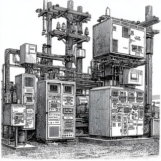 Orbsunder style, Midjourney V7: technical infrastructure blueprint schematics