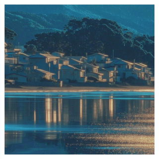 Goldrim Monolithics style, Midjourney V7: realistic landscape photograph of quiet dawn