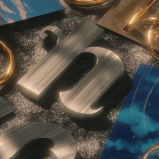 Goldrim Monolithics style, Midjourney V7: typographic composition with large letters