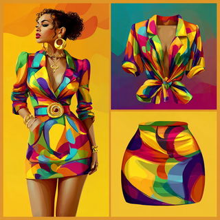 Saturaflux style, Midjourney V7: haute-couture fashion outfit