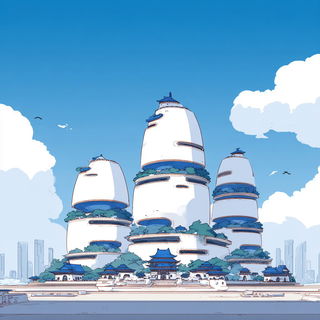 Coral Pagoda Jacquard style, Midjourney V7: megacity with futuristic bioarchitecture