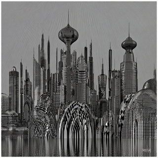 Checkerloom style, Midjourney V7: megacity with futuristic bioarchitecture