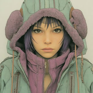 Ruinfleur style, Midjourney V7: photographic portrait of female protagonist