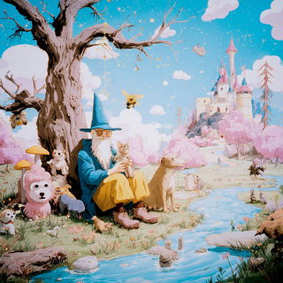 Cloudsmoke Populism style, Midjourney V7: retro fairy-tale illustration