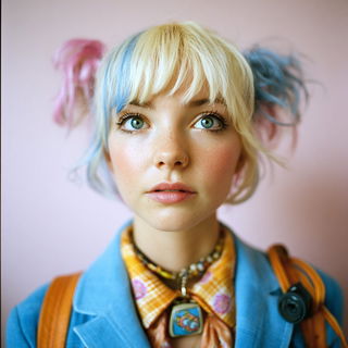 Cloudsmoke Populism style, Midjourney V7: photographic portrait of female protagonist